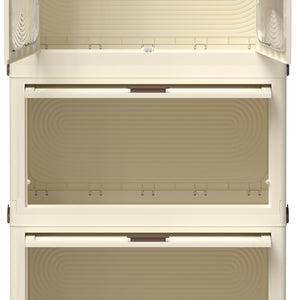 English Elm Portable Kids Wardrobe Cabinet with Magnetic Doors Hanging Rod and Four Cube Storage W2699P210481