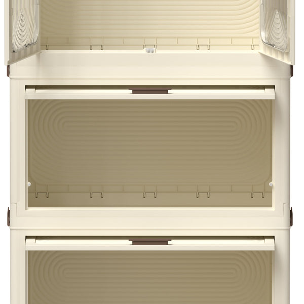 English Elm Portable Kids Wardrobe Cabinet with Magnetic Doors Hanging Rod and Four Cube Storage W2699P210481