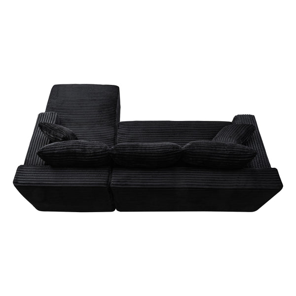 English Elm 106.3" Jumbo Corduroy L-shaped Sectional Deep Seat Sofa for Modern Living Rooms W5515S00037