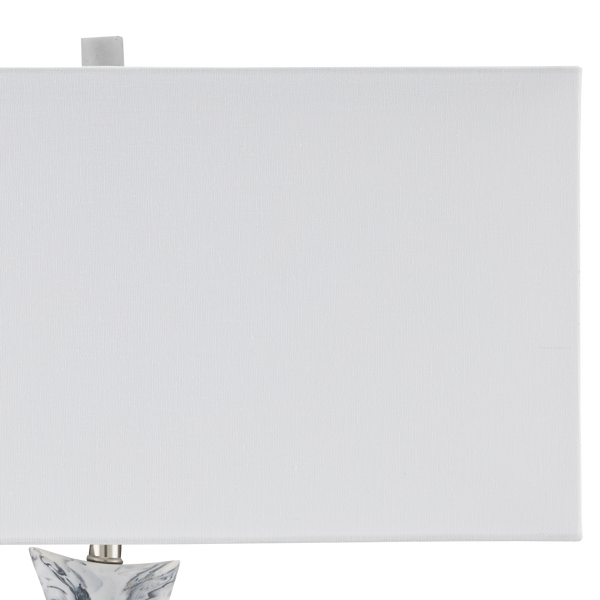 Devant Contemporary Table Lamp - White Composite with Black Swirls on Stylish Black Base, 34.75" Tall