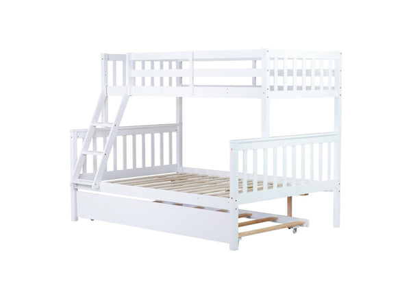 English Elm Twin Over Full Bunk Bed With Trundle - Stylish, Safe, And Convertible Rubberwood Design For Kids W504S00187-GIGA