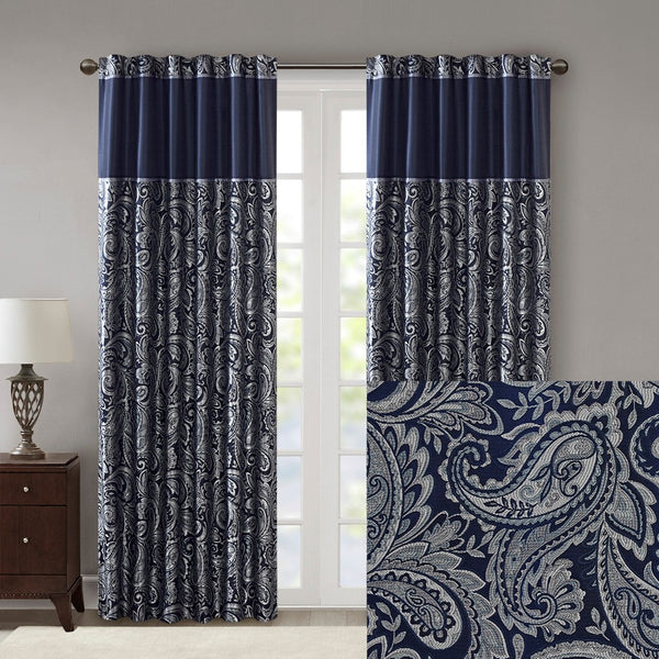 English Elm Jacquard Aubrey Window Curtain Pair with Paisley Weave, Faux Silk Piping, OEKO-TEX Certified Elegance Multicolor 3.05 L x 10.24 W x 9.45 H B03598174