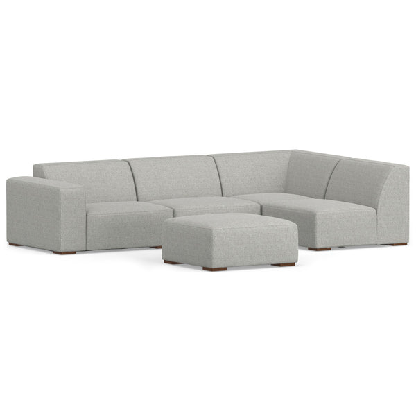 English Elm Rex Handcrafted Right Sectional Sofa with Ottoman — Eco-Friendly Performance Fabric, Durable Comfort Gray B136P199208