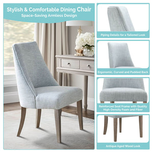 JLA Home Martha Stewart - Upholstered Chenille Dining Chairs Set of 2 — Farmhouse Distressed Wood Legs, Plush Curved Comfort, Versatile Seating MT108-0160