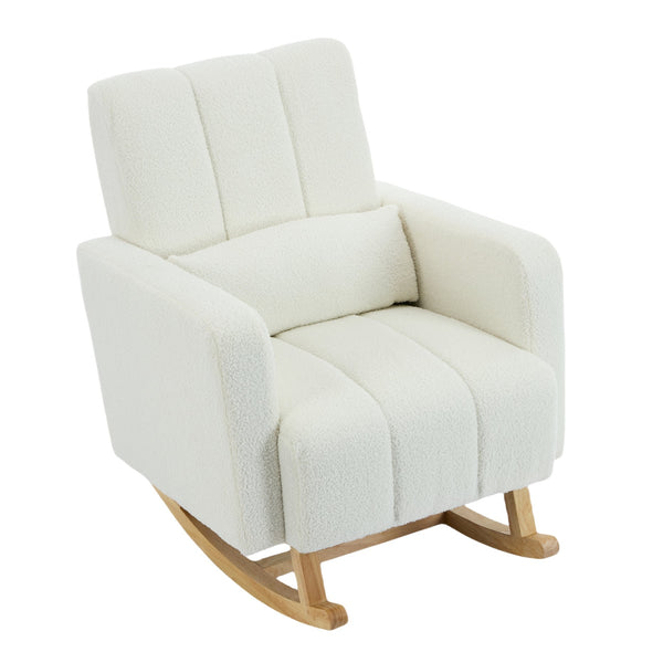 English Elm Christopher Knight Home® - Accent Rocking Chair In Cream White Teddy Velvet - Luxurious Comfort, Ergonomic Support & Style! N765P263906W