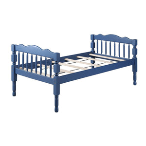English Elm Blue Convertible Twin-Over-Twin Bunk Bed in Dark Blue with Built-in Ladder, Guard Rail, 28" Clearance B062S00491