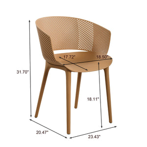 English Elm Gerald Outdoor Stackable Dining Chairs Uv Resistant Molded Plastic Patio Set of 2 Brown Yellow N776P390476Y