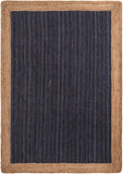 Unique Loom Braided Jute Goa Hand Braided Border Rug Navy Blue, Tan 6' 1" x 9' 0"