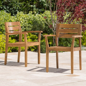 English Elm Christopher Knight Home® - STAMFORD Solid Acacia Wood Dining Chairs Set of 2 for Patio Backyard Poolside Garden, Durable Weatherproof Construction Teak N762P251941A