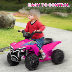 English Elm Qaba 6v Battery Powered Kids Atv Ride on Four Wheeler with Music Ages 2 to 6 Pink W2225P249798