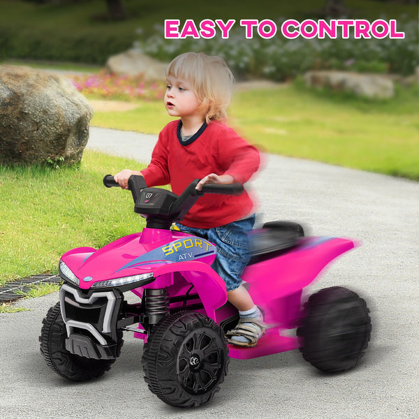 English Elm Qaba 6v Battery Powered Kids Atv Ride on Four Wheeler with Music Ages 2 to 6 Pink W2225P249798