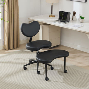English Elm Meditation Chair Plus with Memory Foam Seat and Lumbar Support, Swivel Footstool for Active Sitting Black W1143P314941