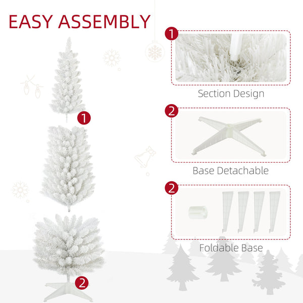 English Elm Homcom 6' Snow Flocked Pencil Christmas Tree - Elegant Slim Design, Realistic Branches, Easy Setup W2225P229527