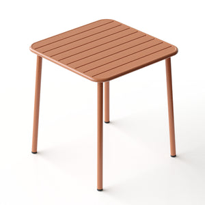 English Elm Sera outdoor square table - waterproof metal courtyard bistro table for balcony, villa, versatile seating Light Brick Red W3318P308271