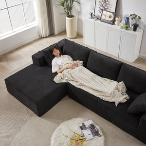 English Elm Modern Chenille Upholstered Sectional Sofa Set - 108" L-Shaped Convertible Couch With 6 Pillows W834S00394