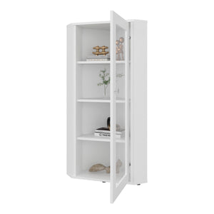 English Elm Ruffin Single Door Display Cabinet Four Shelves White Slim Storage for Any Room B097P474260