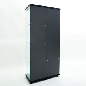 English Elm Tempered Glass Display Cabinet With Mirrored Back, Bluetooth Led Light & Lock For Secure Storage W3155S00015-GIGA