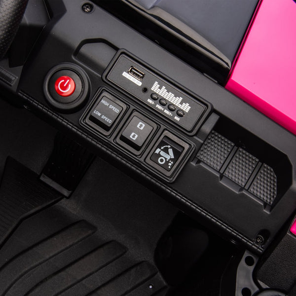English Elm 24v Two Seat Kids Electric Dump Truck Six Wheel 4wd Utv with Parental Remote Pink W1578P268990
