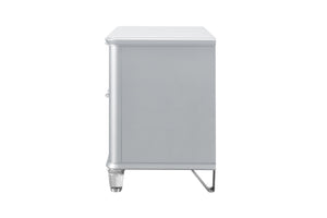 English Elm LAURA Silver Nightstand with Spacious Drawers, Textured Fronts & Acrylic Legs for Modern Bedrooms B201P294746