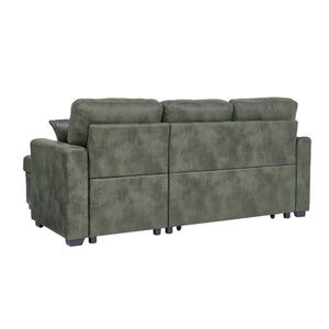 English Elm Sleeper Sectional Sofa with Pull Out Bed Storage Chaise Tufted Olive Fabric W5568S00036