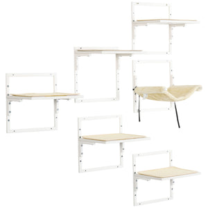 English Elm Pawhut 6 Piece Wall Mounted Cat Climbing Set with Plush Hammock and Grip Platforms W2225P217051