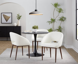English Elm Chair Set of Two with Tapered Walnut Metal Legs and Off-white Upholstered Seats Walnut,White B202S02118