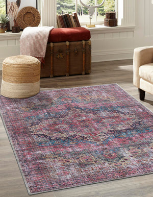 Unique Loom Mangata Mary Machine Made Border Rug Multi, Beige/Ivory/Gray/Light Blue/Light Brown/Red/Navy Blue/Peach 7' 10" x 10' 0"