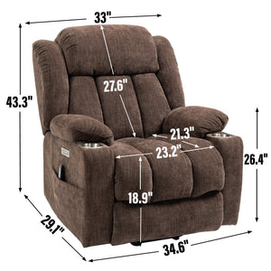 English Elm Up to 350 Lb Chenille Power Lift Recliner with Massage Heat and Usb Charging W1803S00048