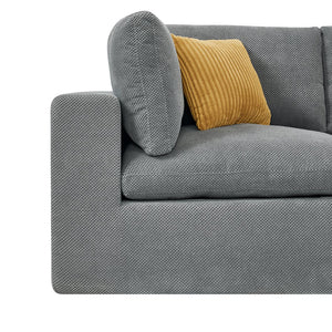 English Elm Modular Cloud Sectional Sofa Deep Seat U-shape Design for Large Living Rooms Light Grey W5568S00007
