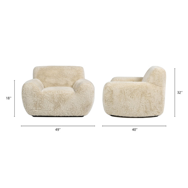 English Elm Jennifer Taylor Home - Summit Overstuffed 49" Faux Mongolian Sheepskin Arm Chair in Cream Beige — Plush Luxury, Cozy Comfort B2719P238348