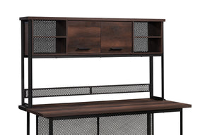 English Elm Hutch, Stylish Brown Finish With Smart Storage & Slim Profile For Small Office Spaces & Decor B356P367837