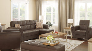 English Elm Primenest Skyhaven Upholstered Storage Ottoman - Stylish & Functional For Small Spaces, Brown-Pu B030P280959-GIGA