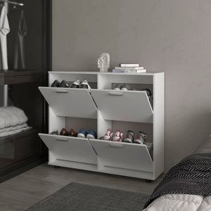 English Elm FM Nutrioso Tilt-Out Shoe Cabinet with Scratch-Resistant Finish, Space-Saving Design for Small Rooms White 47.64 L x 25.59 W x 4.72 H B128P301380