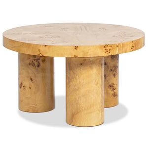 English Elm Jennifer Taylor Home - Nebula 28" Round Coffee Table In Warm Burl Wood - Sculptural Pillar Leg Design For Modern Spaces B2719P238495