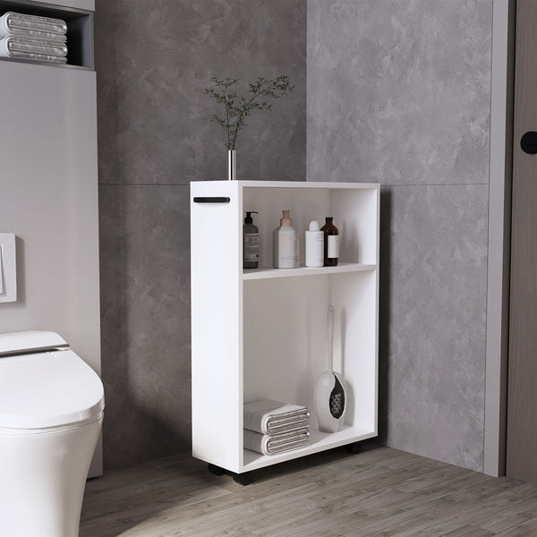 English Elm Wiley Compact Rolling Storage Cart with Casters, Slim White Open Shelves for Kitchen Bath Office B070P368067