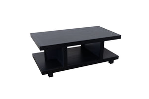 English Elm Laurel Canyon 49in Coffee Table — Solid Oak Craftsmanship, Spacious Top & Open Shelving, Preassembled Black B108P292269