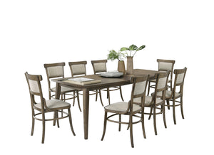 English Elm Billie Nine Piece Extendable Dining Set Distressed Walnut Wood Upholstered Seating B2749S00285