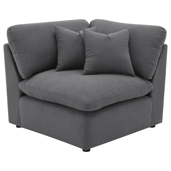 English Elm Charcoal Six Piece Modular Sectional with Feather Blend Cushions for Spacious Living Rooms B062S01831