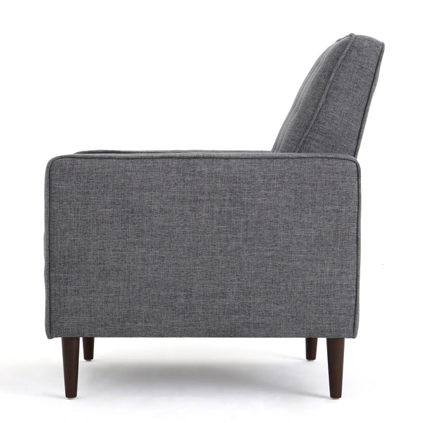 English Elm Christopher Knight Home® - Fabric Recliner Chair Mid-Century Modern Pushback Single Sofa with Tufted Cushion, Birch Legs, Cozy Comfort Gray 60741.00GRY