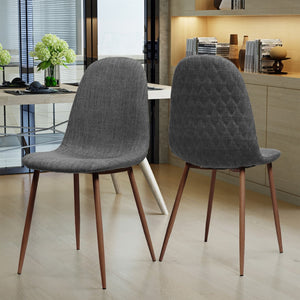 Christopher Knight Home® - Noble House - Caden Mid Century Fabric Dining Chairs with Dark Walnut Wood Finished Legs - Set of 2