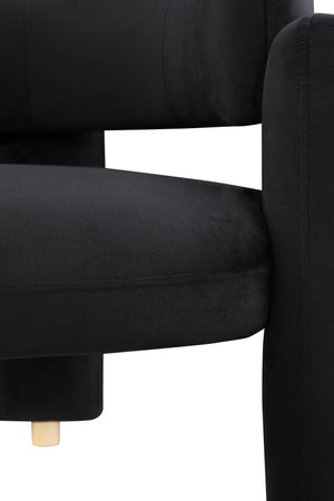 English Elm Accent Chair with Hollow Backrest for Ergonomic Support, Solid Wood Frame, Stylish Fabric Upholstery Black W1420P194054