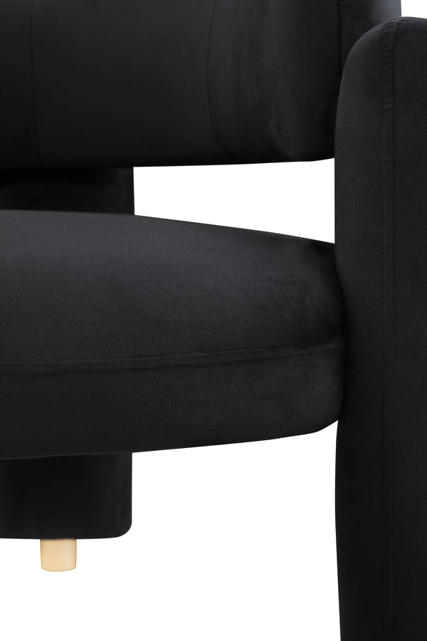 English Elm Accent Chair with Hollow Backrest for Ergonomic Support, Solid Wood Frame, Stylish Fabric Upholstery Black W1420P194054