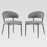 Modern Curved Back Upholstered Dining Chair - Set of 2 Charcoal ALSD1ECL Walker Edison