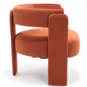 English Elm Accent Chair Velvet Upholstered Mid Century Modern Seat with Tapered Wood Legs for Any Room Orange W3244P417189