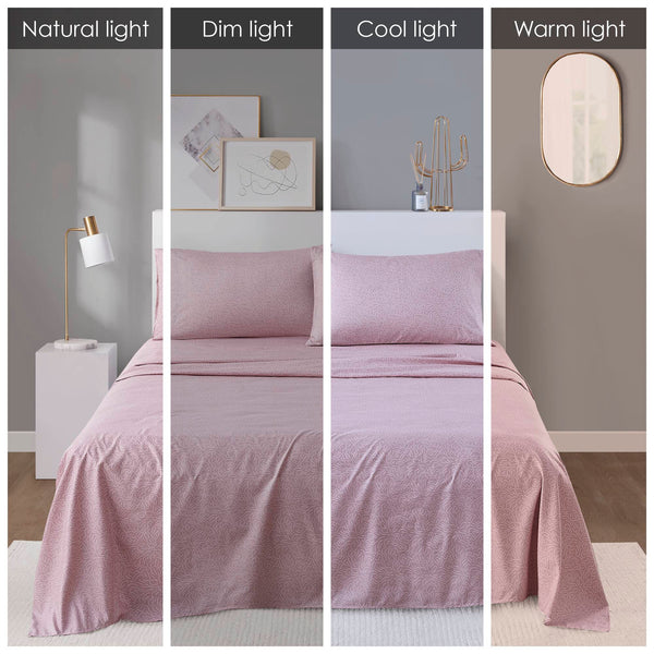 English Elm Printed Cotton Flannel Sheet Set Queen - Ultra-Soft Brushed Fabric, Deep Pocket Fitted, Cozy Warmth Pink 11.81 L x 9.84 W x 3.94 H B035P294483