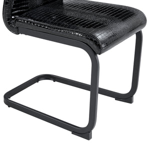 English Elm Set of 2 Glam Faux Alligator Pvc Dining Chairs with Crystal Buckle Bow Legs W3875P371067
