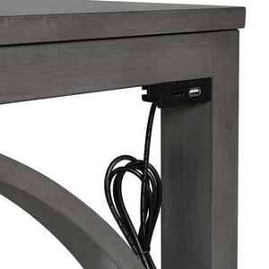 English Elm Topmax Farmhouse Counter Dining Set with Built-in Usb Charging and Upholstered Stools Gray N717P352068E