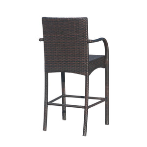 English Elm Christopher Knight Home® - CASCADA Outdoor Wicker Barstools Set of 2 — Durable Powder-Coated Iron Frame, Handcrafted Faux Rattan Lounge Brown 64901.00MBRN
