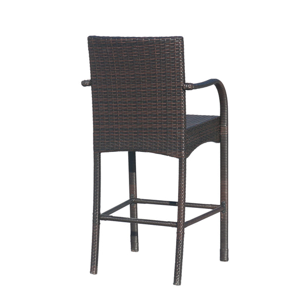 English Elm Christopher Knight Home® - CASCADA Outdoor Wicker Barstools Set of 2 — Durable Powder-Coated Iron Frame, Handcrafted Faux Rattan Lounge Brown 64901.00MBRN