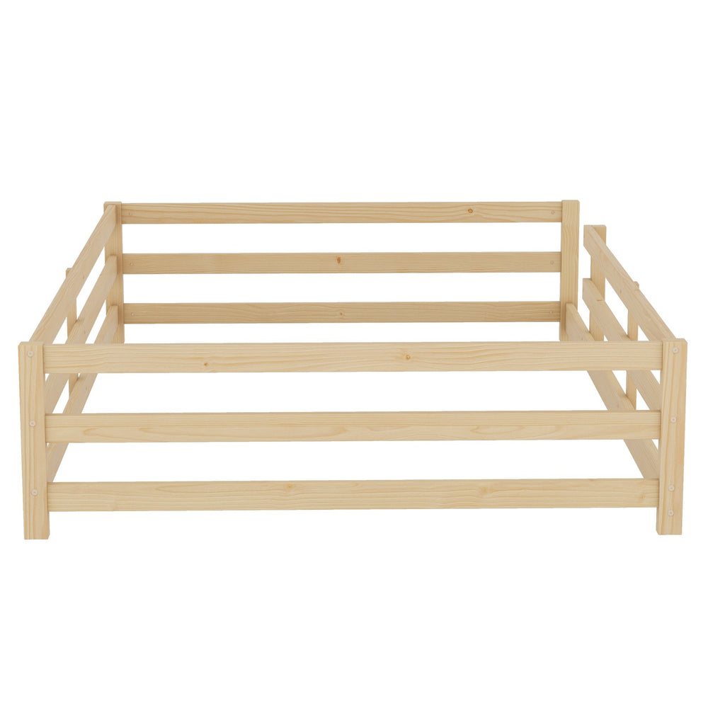 English Elm Full Full Size Montessori Floor Bed in Natural Pine for Kids — Low-Profile, Sturdy, Easy Assembly, Safe Design Oak W1820P331920